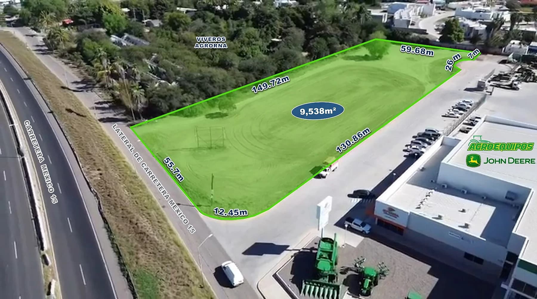 TERRENO 9,538 m2 EN VENTA frente a Carretera en Guasave, Sinaloa